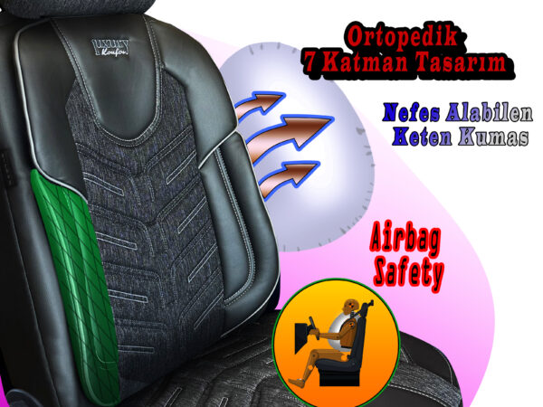 Oto Koltuk Kılıfı Luxury Serie Ön ve Arka Set - Görsel 4