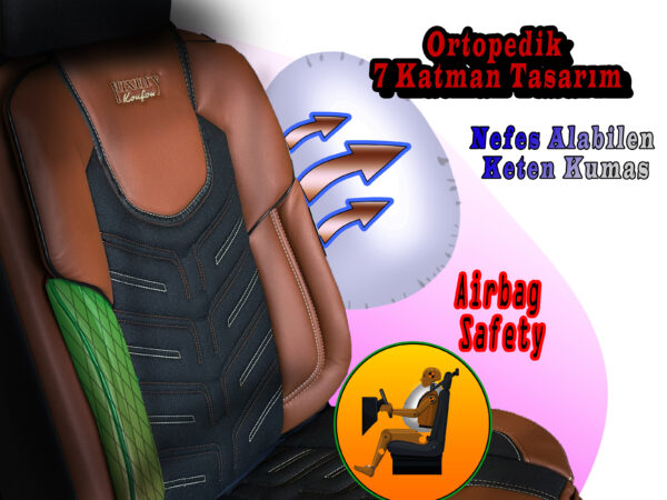 Oto Koltuk Kılıfı Luxury Serie Ön ve Arka Set - Görsel 7